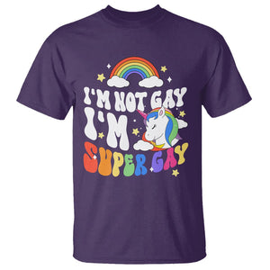 Funny LGBT Pride T Shirt I'm Not Gay I'm Super Gay Cute Unicorn Rainbow TS09 Purple Printyourwear