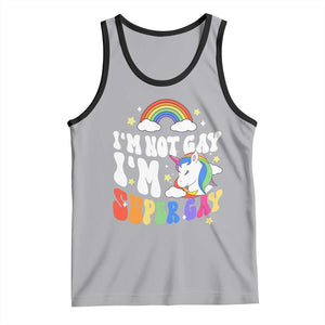 Funny LGBT Pride Tank Top I'm Not Gay I'm Super Gay Cute Unicorn Rainbow TS09 Athletic Heather Black Print Your Wear