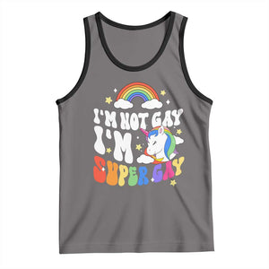 Funny LGBT Pride Tank Top I'm Not Gay I'm Super Gay Cute Unicorn Rainbow TS09 Deep Heather Black Print Your Wear