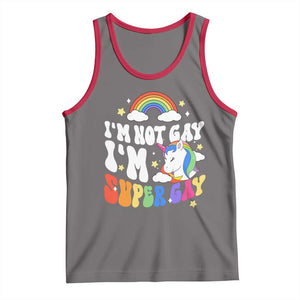 Funny LGBT Pride Tank Top I'm Not Gay I'm Super Gay Cute Unicorn Rainbow TS09 Deep Heather Red Print Your Wear