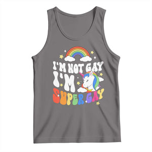 Funny LGBT Pride Tank Top I'm Not Gay I'm Super Gay Cute Unicorn Rainbow TS09 Deep Heather Print Your Wear