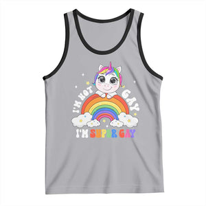 Funny LGBT Pride Tank Top I'm Not Gay I'm Super Gay Funny Unicorn Rainbow TS09 Athletic Heather Black Print Your Wear