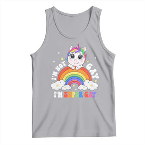 Funny LGBT Pride Tank Top I'm Not Gay I'm Super Gay Funny Unicorn Rainbow TS09 Athletic Heather Print Your Wear