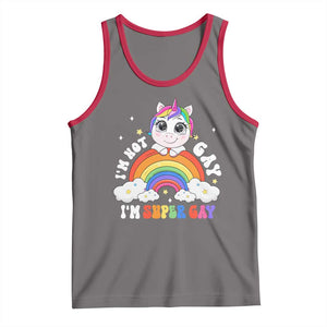 Funny LGBT Pride Tank Top I'm Not Gay I'm Super Gay Funny Unicorn Rainbow TS09 Deep Heather Red Print Your Wear