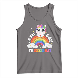 Funny LGBT Pride Tank Top I'm Not Gay I'm Super Gay Funny Unicorn Rainbow TS09 Deep Heather Print Your Wear