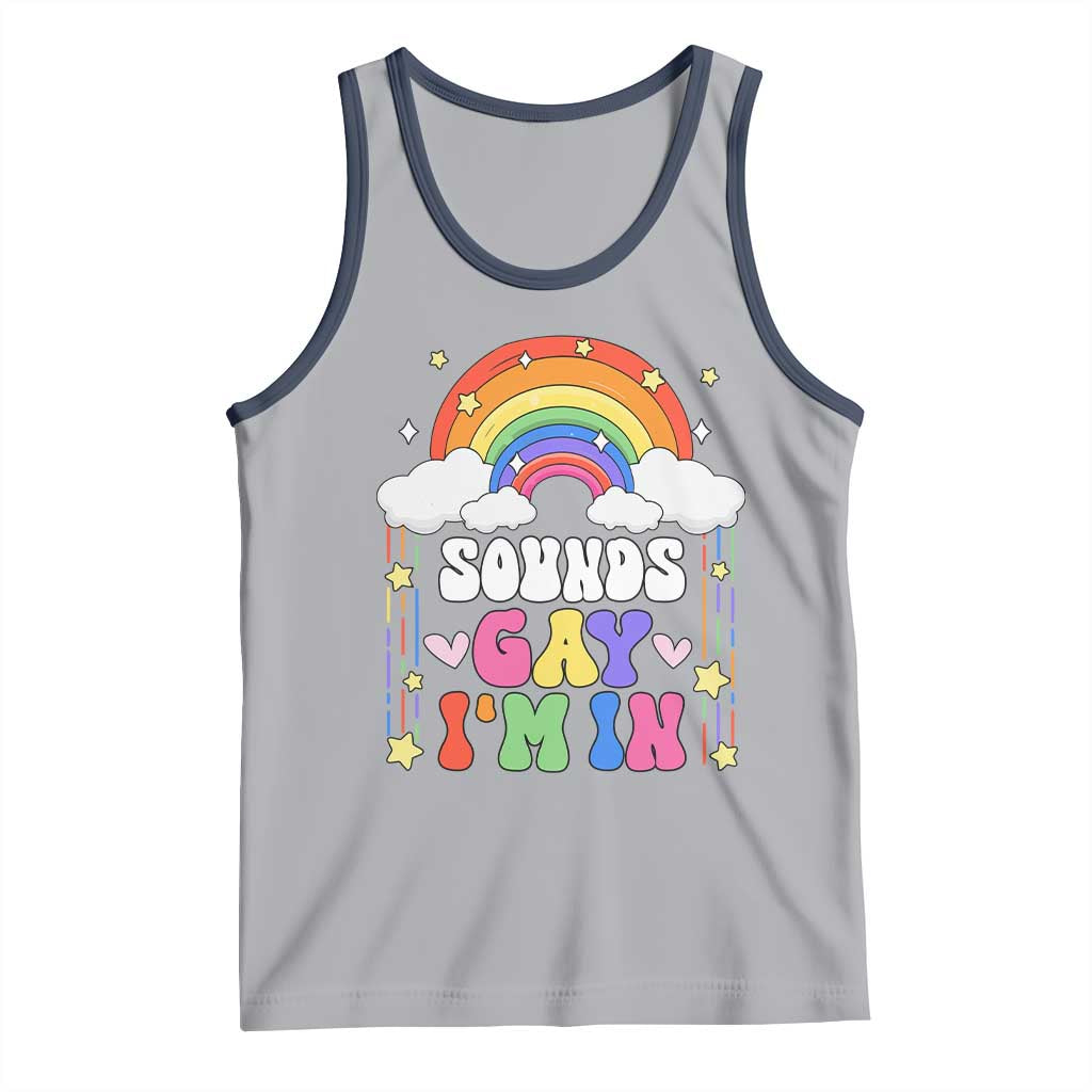LGBT Pride Tank Top Sound Gay I'm In Rainbow TS09 Athletic Heather Navy Print Your Wear