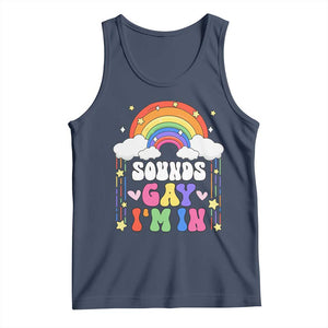 LGBT Pride Tank Top Sound Gay I'm In Rainbow TS09 Navy Print Your Wear