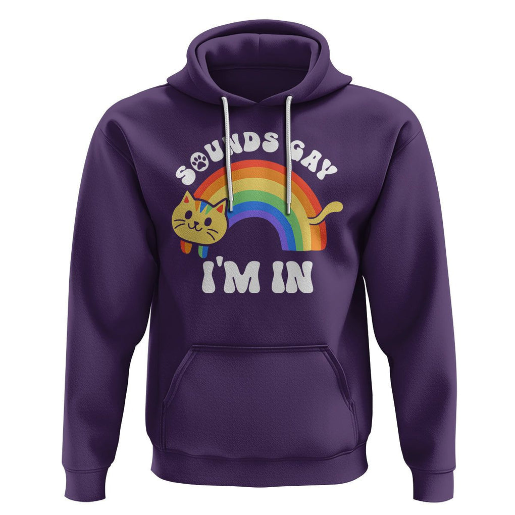 LGBT Cat Lover Hoodie Sound Gay I'm In Funny Rainbow Cat TS09 Purple Printyourwear