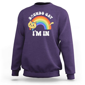 LGBT Cat Lover Sweatshirt Sound Gay I'm In Funny Rainbow Cat TS09 Purple Printyourwear