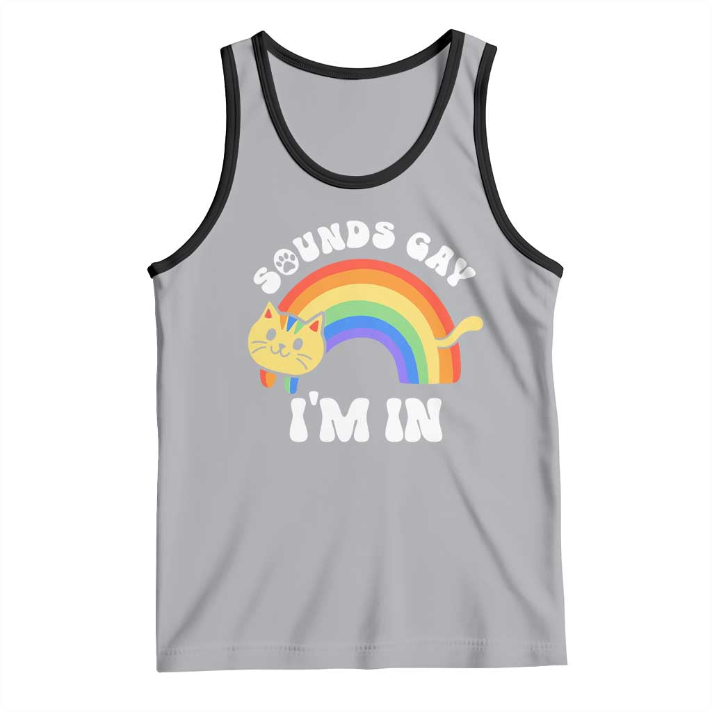 LGBT Cat Lover Tank Top Sound Gay I'm In Funny Rainbow Cat TS09 Athletic Heather Black Print Your Wear