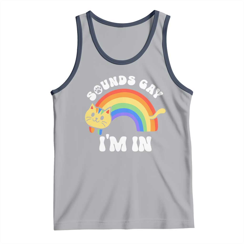 LGBT Cat Lover Tank Top Sound Gay I'm In Funny Rainbow Cat TS09 Athletic Heather Navy Print Your Wear