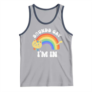 LGBT Cat Lover Tank Top Sound Gay I'm In Funny Rainbow Cat TS09 Athletic Heather Navy Print Your Wear