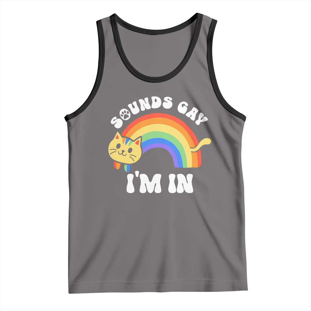 LGBT Cat Lover Tank Top Sound Gay I'm In Funny Rainbow Cat TS09 Deep Heather Black Print Your Wear