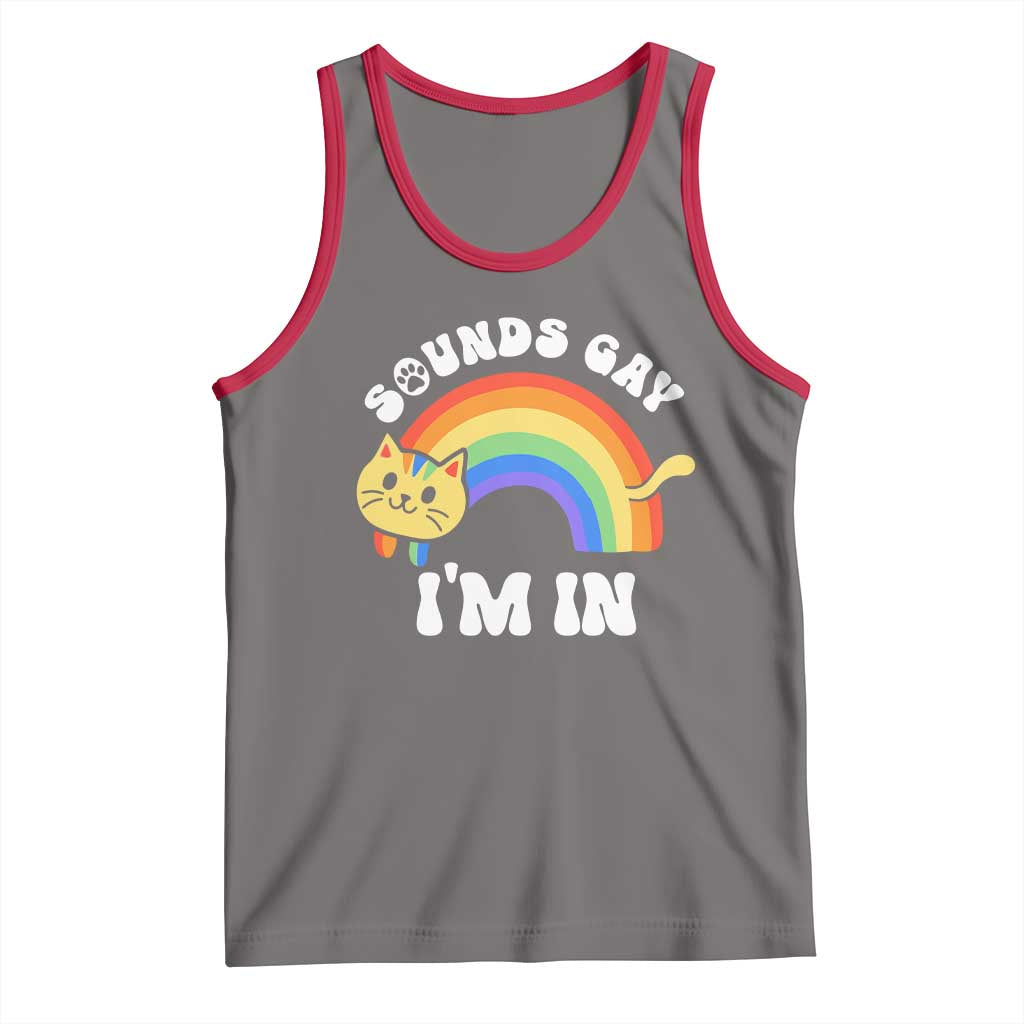 LGBT Cat Lover Tank Top Sound Gay I'm In Funny Rainbow Cat TS09 Deep Heather Red Print Your Wear