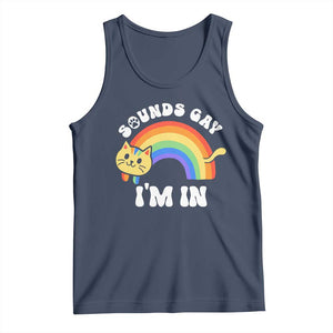 LGBT Cat Lover Tank Top Sound Gay I'm In Funny Rainbow Cat TS09 Navy Print Your Wear