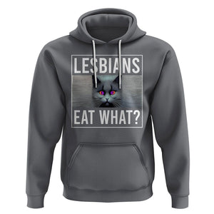 Lesbians Eat What? Funny Scared Cat LGBT Pride Hoodie TS09 Charcoal Printyourwear