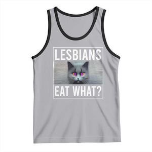 Lesbians Eat What? Funny Scared Cat LGBT Pride Tank Top TS09 Athletic Heather Black Print Your Wear