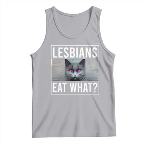 Lesbians Eat What? Funny Scared Cat LGBT Pride Tank Top TS09 Athletic Heather Print Your Wear