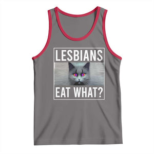 Lesbians Eat What? Funny Scared Cat LGBT Pride Tank Top TS09 Deep Heather Red Print Your Wear