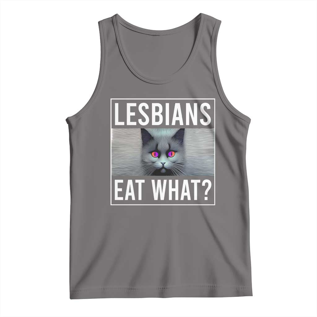 Lesbians Eat What? Funny Scared Cat LGBT Pride Tank Top TS09 Deep Heather Print Your Wear