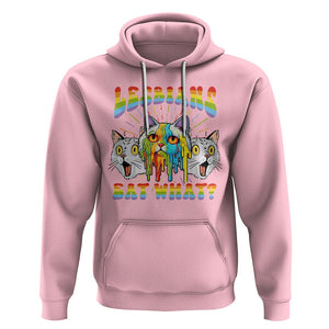 Lesbians Eat What? Funny Scared Cat LGBT Pride Hoodie TS09 Light Pink Printyourwear