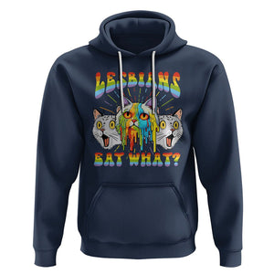 Lesbians Eat What? Funny Scared Cat LGBT Pride Hoodie TS09 Navy Printyourwear