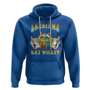 Lesbians Eat What? Funny Scared Cat LGBT Pride Hoodie TS09 Royal Blue Printyourwear