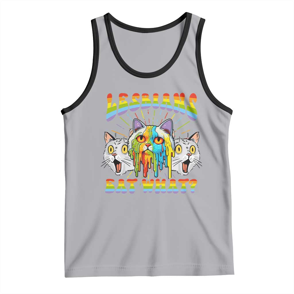 Funny Lesbians Eat What? Tank Top Scared Cat LGBT Pride TS09 Athletic Heather Black Print Your Wear