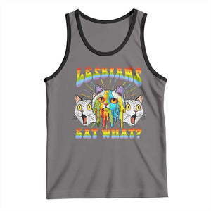 Funny Lesbians Eat What? Tank Top Scared Cat LGBT Pride TS09 Deep Heather Black Print Your Wear