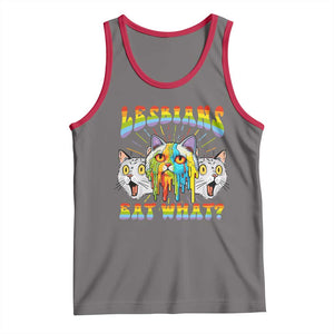 Funny Lesbians Eat What? Tank Top Scared Cat LGBT Pride TS09 Deep Heather Red Print Your Wear