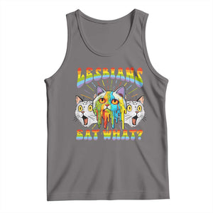 Funny Lesbians Eat What? Tank Top Scared Cat LGBT Pride TS09 Deep Heather Print Your Wear