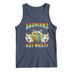 Funny Lesbians Eat What? Tank Top Scared Cat LGBT Pride TS09 Navy Print Your Wear