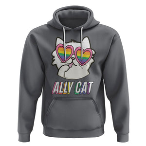 LGBTQ Ally Pride Rainbow Cat Lover Hoodie TS09 Charcoal Printyourwear
