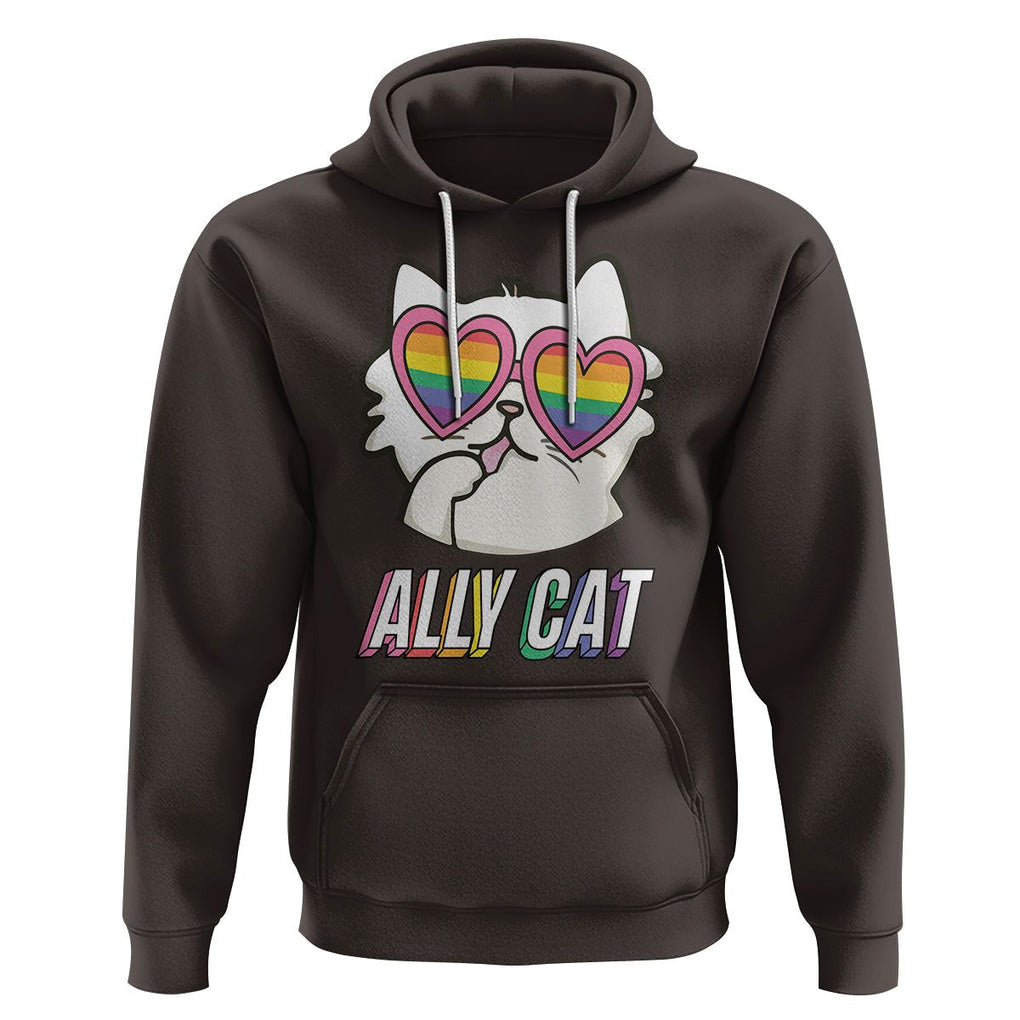 LGBTQ Ally Pride Rainbow Cat Lover Hoodie TS09 Dark Chocolate Printyourwear
