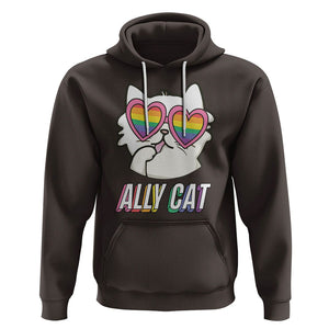 LGBTQ Ally Pride Rainbow Cat Lover Hoodie TS09 Dark Chocolate Printyourwear
