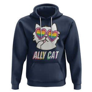 LGBTQ Ally Pride Rainbow Cat Lover Hoodie TS09 Navy Printyourwear