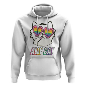 LGBTQ Ally Pride Rainbow Cat Lover Hoodie TS09 White Printyourwear