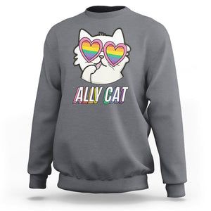 LGBTQ Ally Pride Rainbow Cat Lover Sweatshirt TS09 Charcoal Printyourwear