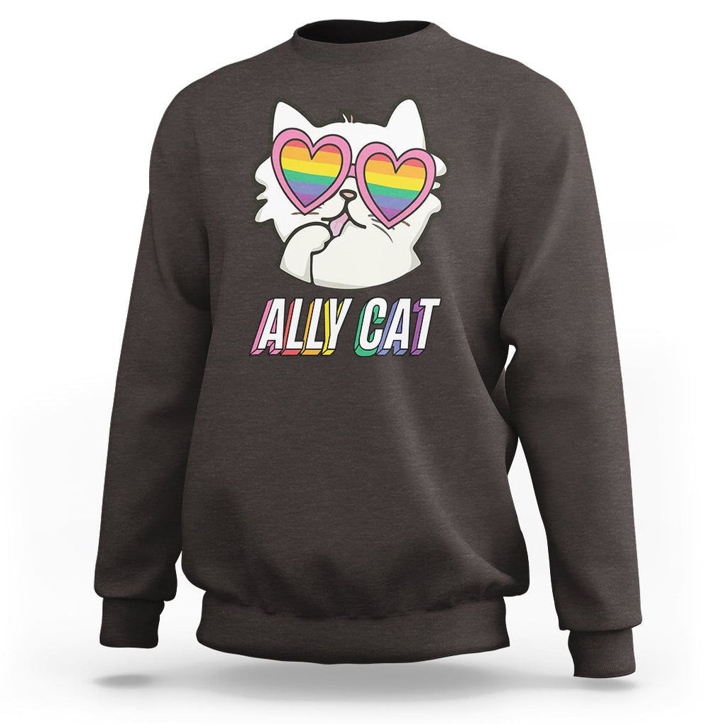 LGBTQ Ally Pride Rainbow Cat Lover Sweatshirt TS09 Dark Chocolate Printyourwear