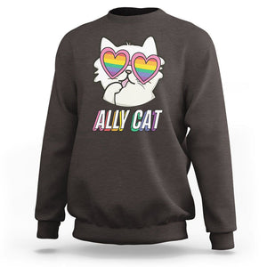 LGBTQ Ally Pride Rainbow Cat Lover Sweatshirt TS09 Dark Chocolate Printyourwear