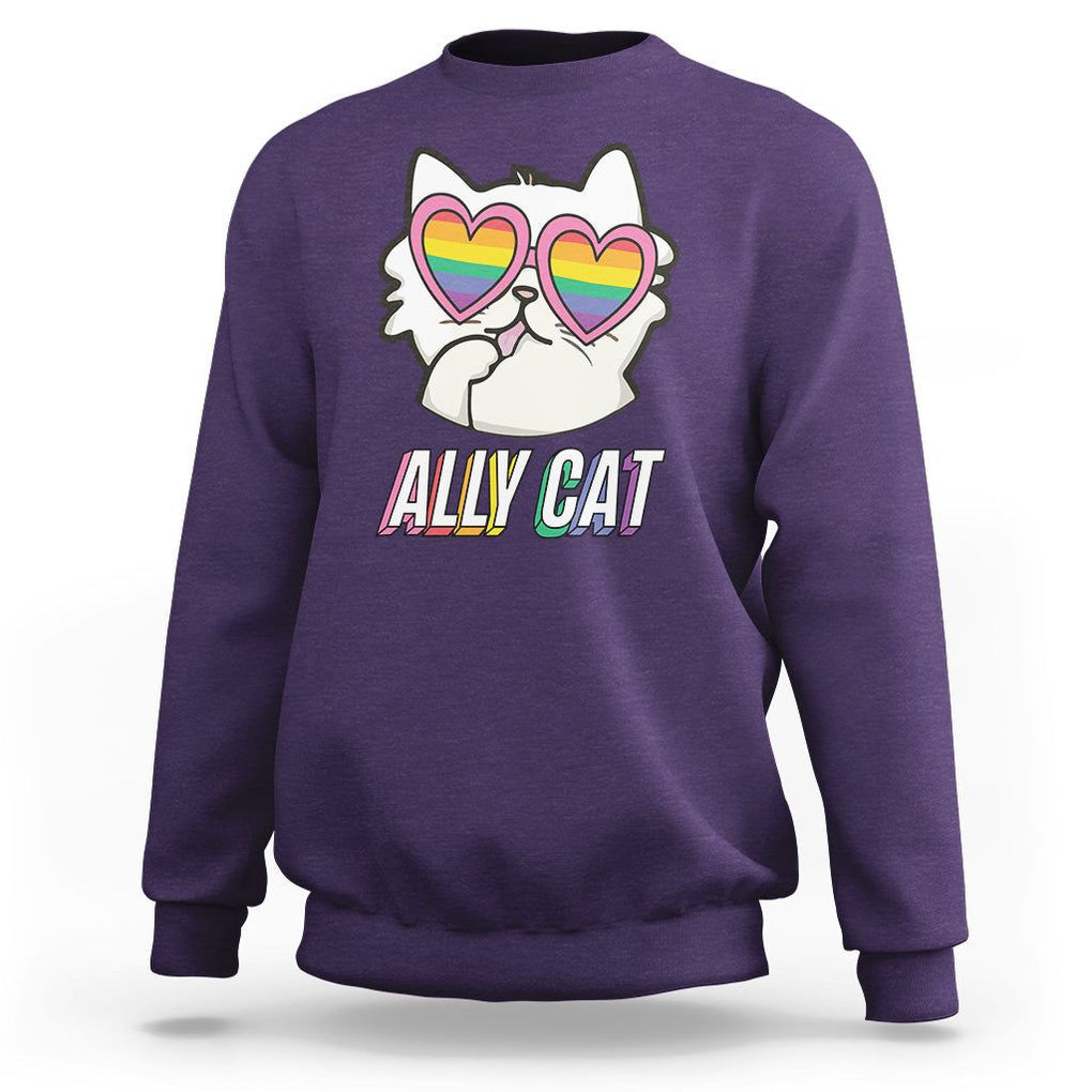 LGBTQ Ally Pride Rainbow Cat Lover Sweatshirt TS09 Purple Printyourwear