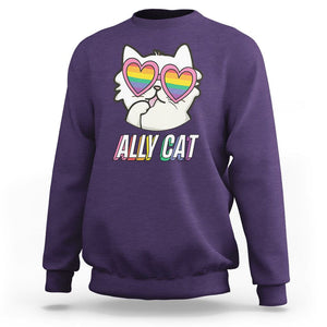 LGBTQ Ally Pride Rainbow Cat Lover Sweatshirt TS09 Purple Printyourwear