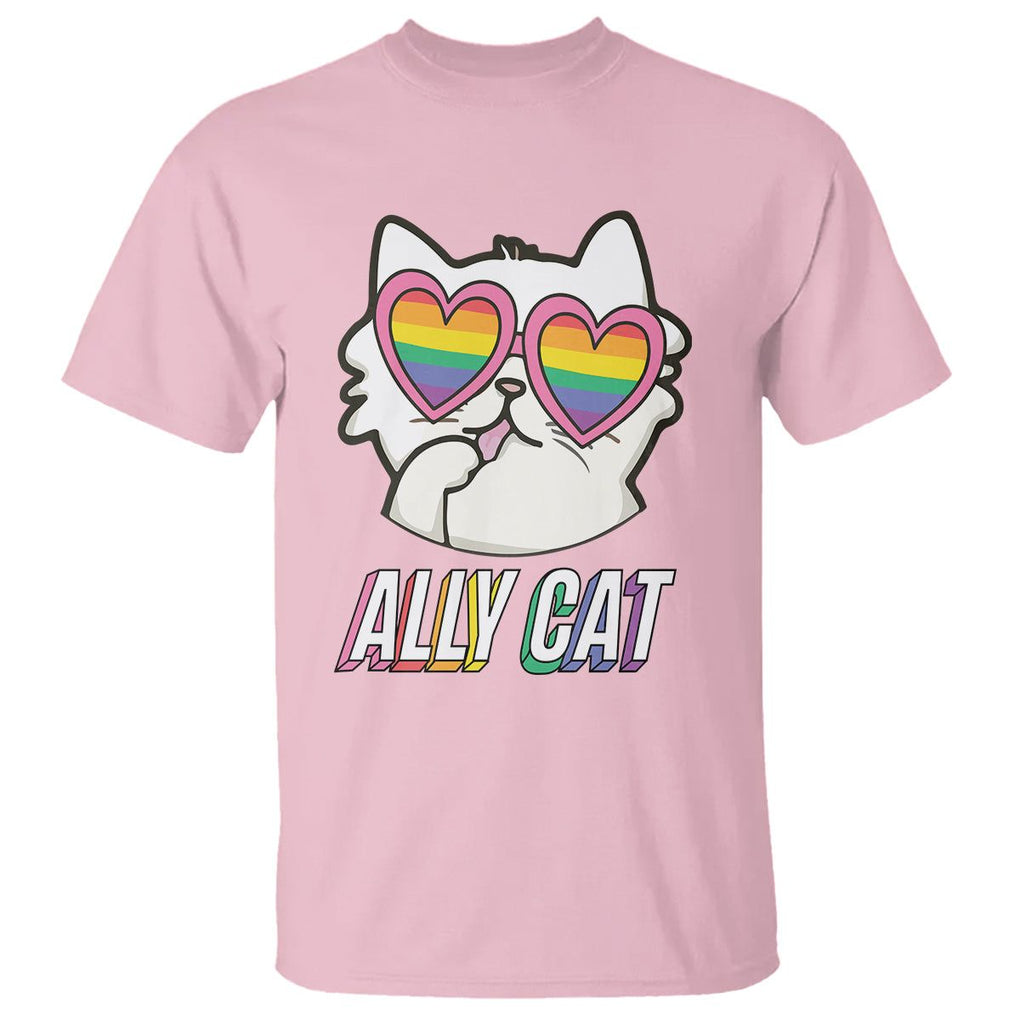 LGBTQ Ally Pride Rainbow Cat Lover T Shirt TS09 Light Pink Printyourwear