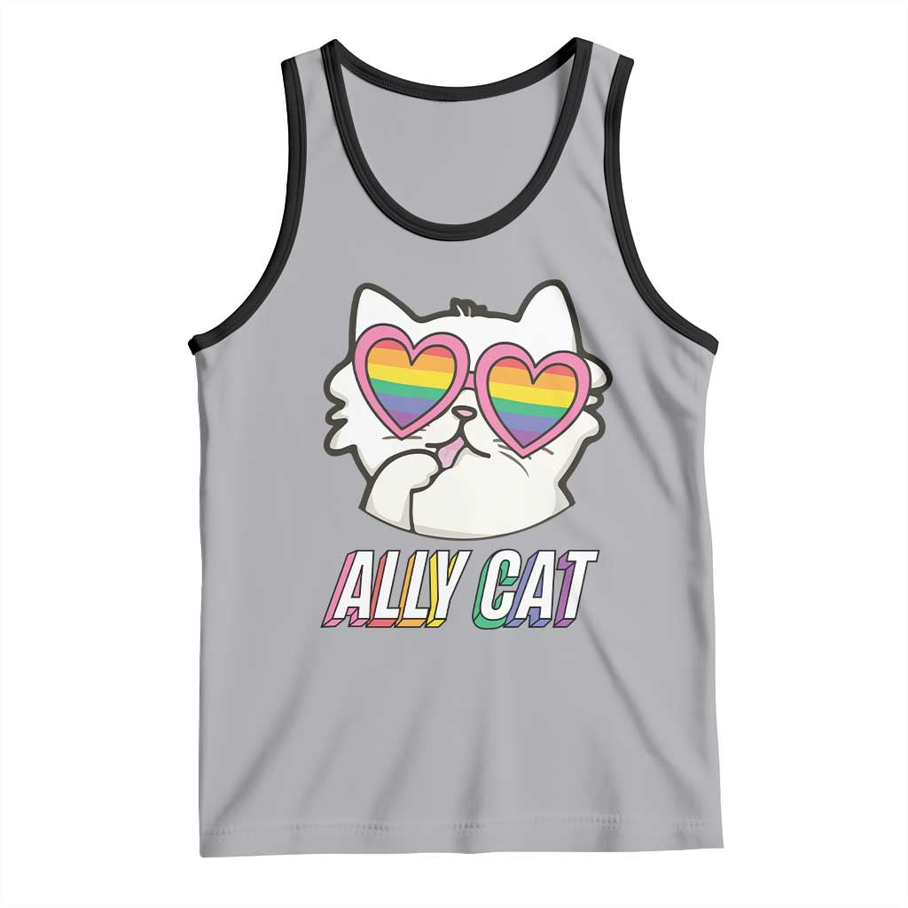LGBTQ Ally Pride Rainbow Cat Lover Tank Top TS09 Athletic Heather Black Print Your Wear