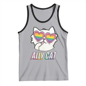 LGBTQ Ally Pride Rainbow Cat Lover Tank Top TS09 Athletic Heather Black Print Your Wear