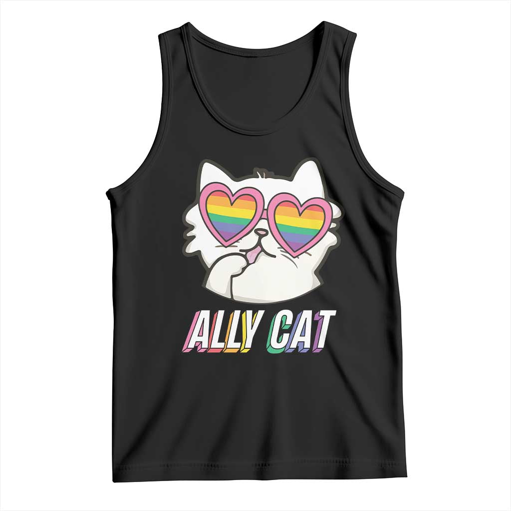 LGBTQ Ally Pride Rainbow Cat Lover Tank Top TS09 Black Print Your Wear