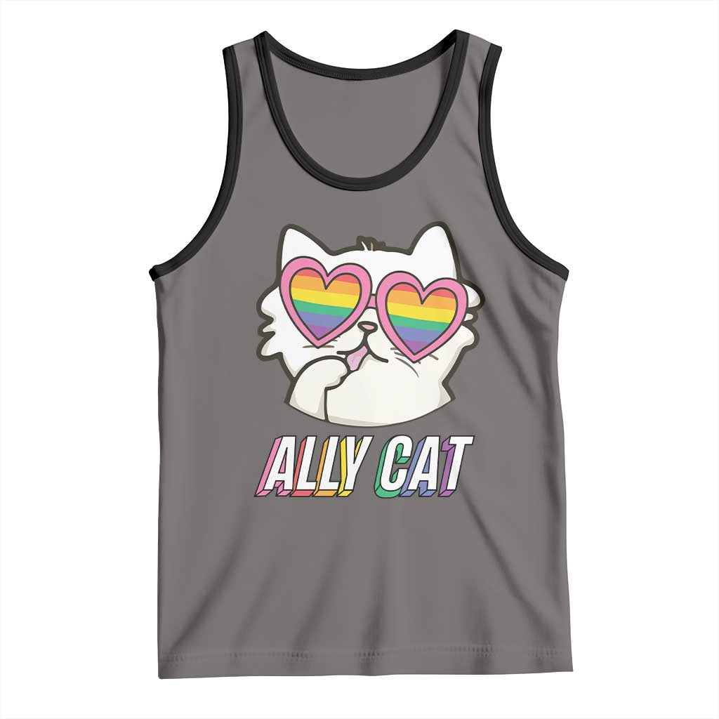 LGBTQ Ally Pride Rainbow Cat Lover Tank Top TS09 Deep Heather Black Print Your Wear
