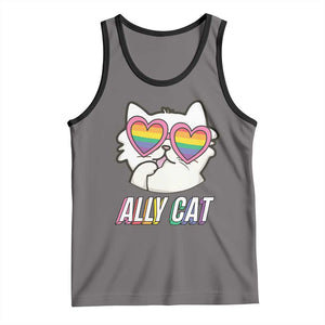 LGBTQ Ally Pride Rainbow Cat Lover Tank Top TS09 Deep Heather Black Print Your Wear