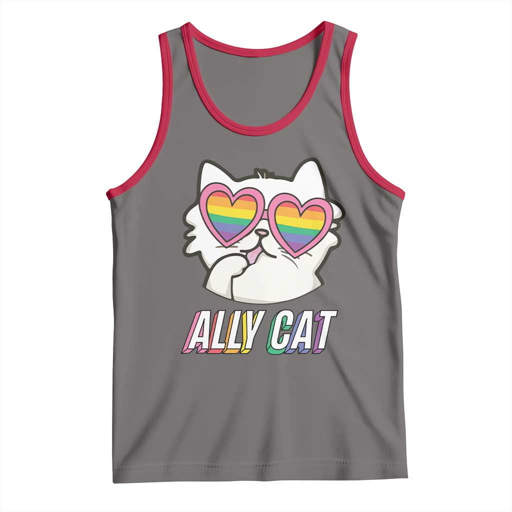 LGBTQ Ally Pride Rainbow Cat Lover Tank Top TS09 Deep Heather Red Print Your Wear