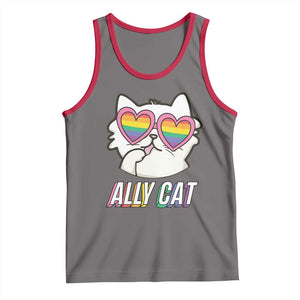 LGBTQ Ally Pride Rainbow Cat Lover Tank Top TS09 Deep Heather Red Print Your Wear